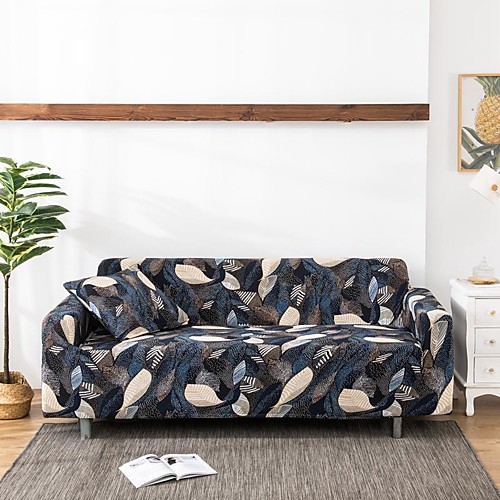 

Leaf Print 1-Piece Sofa Cover Couch Cover Furniture Protector Soft Stretch Slipcover Spandex Jacquard Fabric Super Fit for 1~4 Cushion Couch and L Shape Sofa,Easy to Install(1 Free Cushion Cover)