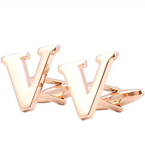 

men's shirts cufflinks alphabet letter 4 color(a-z) rose gold v