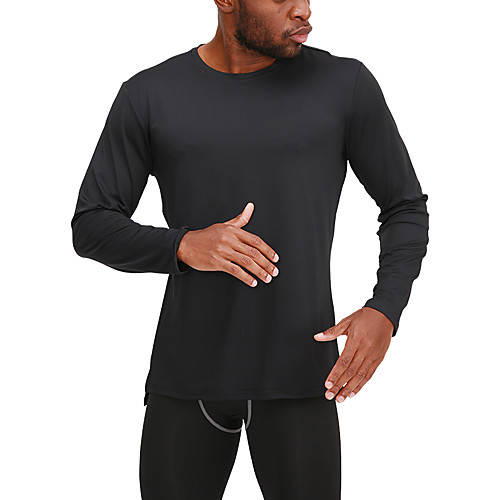 

UABRAV Men's Long Sleeve Running Shirt Tee Tshirt Top Winter Moisture Wicking Quick Dry Sweat Out Fitness Gym Workout Running Walking Jogging Sportswear Solid Colored White Black Blue Green Gray