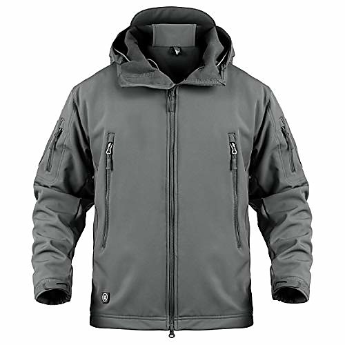 

men's army special ops military tactical jacket softshell fleece hooded outdoor coat (xl-slim, gray)