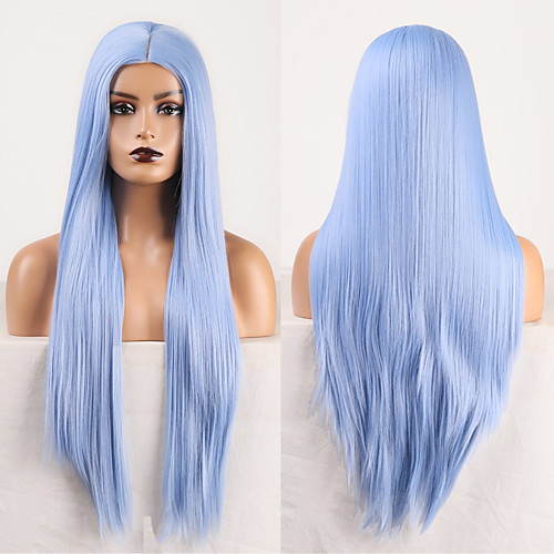 

Cosplay Costume Wig Synthetic Wig Straight Natural Straight Middle Part Wig Long Sky Blue Synthetic Hair Women's Odor Free Fashionable Design Soft Blue / Heat Resistant