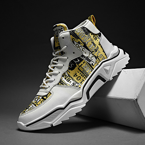 

Men's Sneakers Daily Walking Shoes PU Black Yellow Fall Spring
