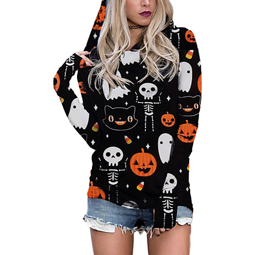 

Women's Pullover Hoodie Sweatshirt Graphic Halloween 3D Print Halloween Hoodies Sweatshirts White Black
