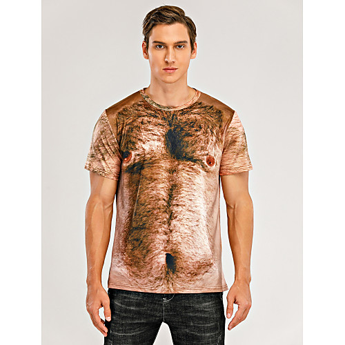 

Men's T shirt Animal Patterned Graphic Vintage Style Vacation Tops Camel