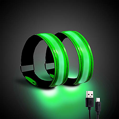 

runing light for runers (2 pack) rechargeable led armband refective running gear, led light up band for joggers bikers walkers
