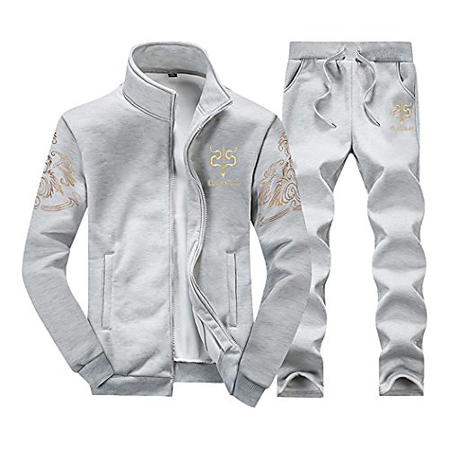 

sun mens tracksuit fleece joggers pants bottoms & zipper jacket grey xxs