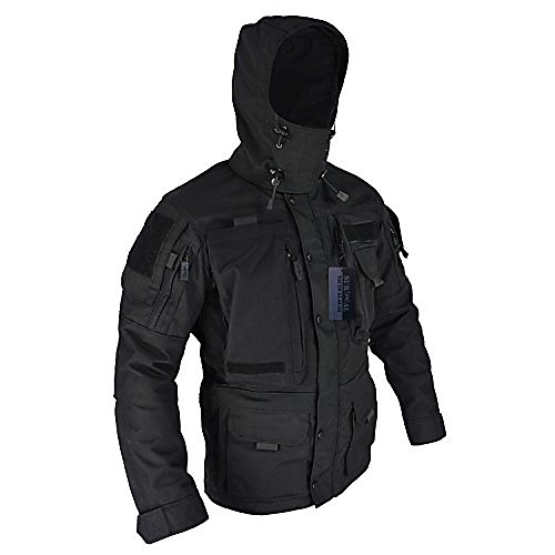 

army tactical jacket multi pocket hooded coat hunting molle military tac jackets hard shell parka outerwear (black, xl)