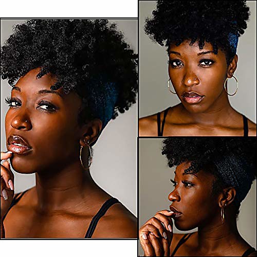 

short afro kinky curly head wrap hairstyles for women short head-wrap wigs for black women ombre blond ombre gray head wrap wigs with bangs 6 colors available (j261)