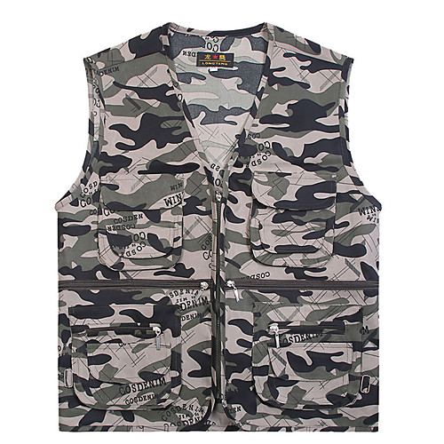 

Men's Hiking Vest / Gilet Outdoor Waterproof Quick Dry Ventilation Wearproof Fall Spring Summer Camo Top Polyester Camping / Hiking Hunting Fishing Camouflage Blue Jungle camouflage Camouflage