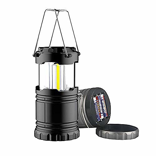 

outdoor led camping lantern, ultra bright collapsible lamp, portable hanging flashlight for outdoor garden hiking fishing(batteries not included) (black 2 pack)