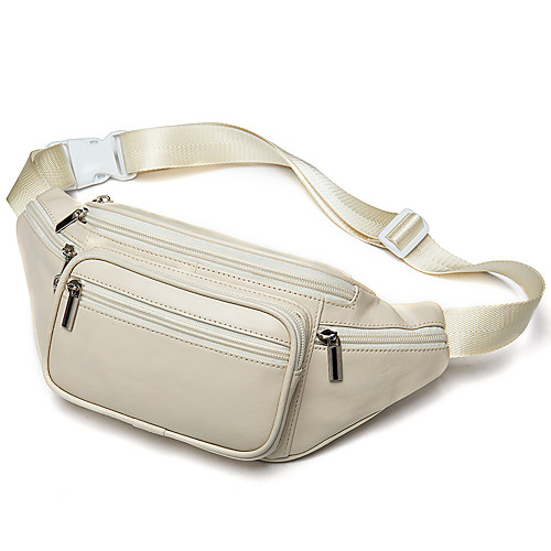 

Unisex Bags Faux Leather Fanny Pack Zipper Daily Outdoor White Black