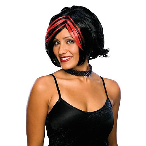 

costume idol rocker babe wig, black/red, one size