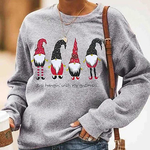 

Women's Pullover Sweatshirt Graphic Letter Christmas Streetwear Christmas Hoodies Sweatshirts Gray