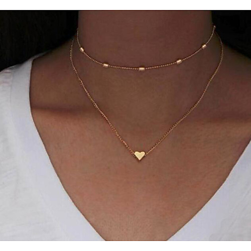

Layered Necklace Women's Layered Floral / Botanicals Heart Simple Cute Gold 457 cm Necklace Jewelry 1pc for Daily Carnival irregular Heart Shape