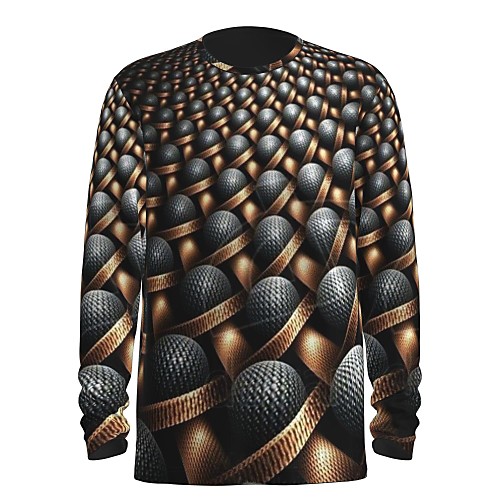

Men's T shirt 3D Print Graphic Abstract 3D Print Long Sleeve Daily Tops Khaki