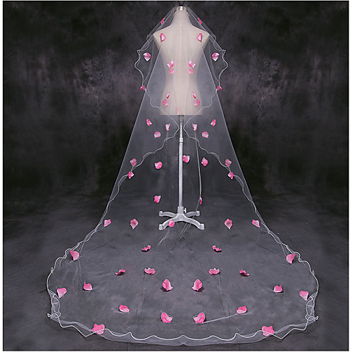 

One-tier Flower Style / Basic Wedding Veil Chapel Veils with Petal / Appliques 118.11 in (300cm) Tulle