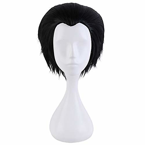 

anime yuri!!! on ice yuri katsuki short black wigs cosplay halloween party costume hair dress,14inch(one size black 01)