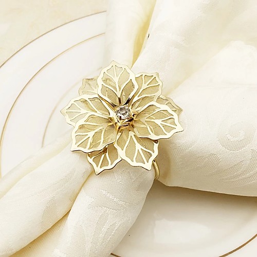 

Napkin Rings Set of 12 for Wedding, Thanksgiving, Christmas, Dinner Parties, Dinning Table Decoration Handmade Metal Napkin Holder Gold
