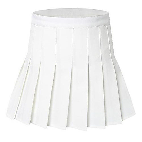 

women high waist solid pleated plus size single tennis skirts white xl
