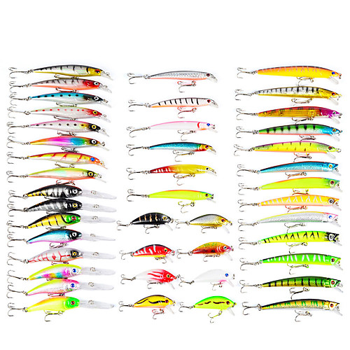 

43 pcs Lure kit Fishing Lures Minnow Crank Popper Vibration / VIB Lure Packs Bass Trout Pike Bait Casting