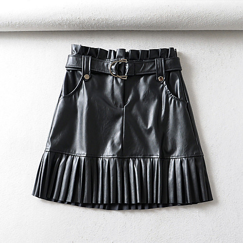 

Women's Causal Daily Active Streetwear Skirts Solid Colored Ruffle Black