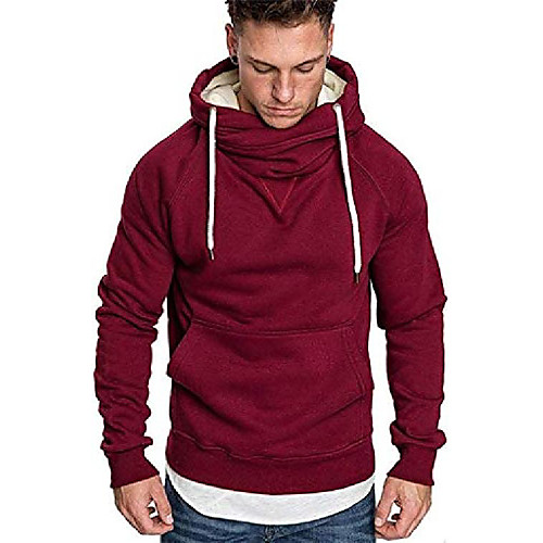 

mens fleece hoodies winter thermal sweatshirt pullover red