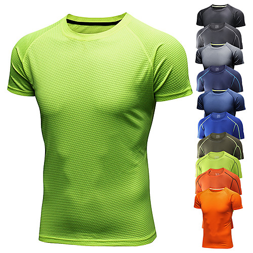 

Men's Short Sleeve Running Shirt Tee Tshirt Ice Silk Breathable Quick Dry Moisture Wicking Fitness Gym Workout Running Walking Jogging Sportswear Solid Colored Orange red ArmyGreen Black Light Green