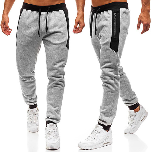 

f_gotal men's soft comfort side striped drawstring elastic waist twill jogger pants relaxed-fit casual pocket sweatpant gray