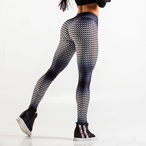 

Women's Sporty Comfort Sports Gym Yoga Leggings Pants Pattern Ankle-Length Print Black