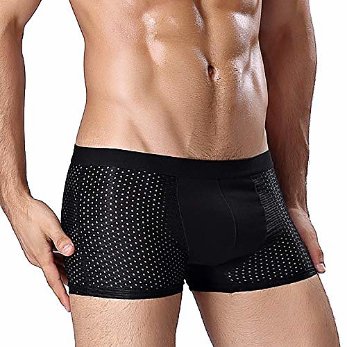 

man's boxer briefs breath stretch cool dry mesh sport underwear low rise trunks short leg 3 pack(black l)