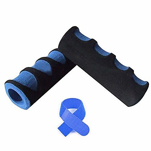 

1 pair bike handlebar grips bicycle anti slip sponge handlebar grip-black/blue free cable tie (color : blue)