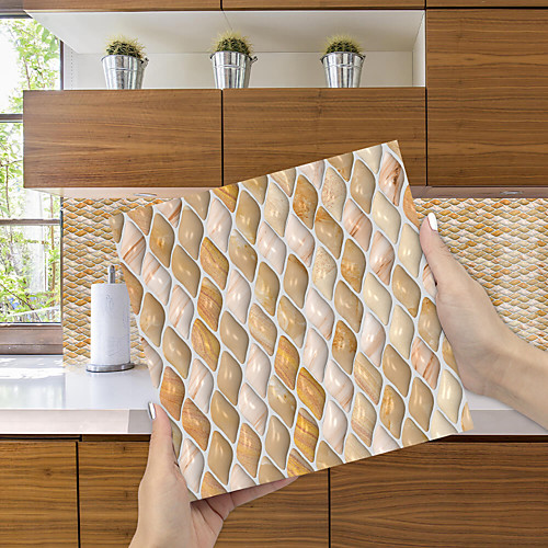 

Imitation Epoxy Tile Sticker Milk Coffee Jade Mosaic Wall Sticker House Renovation DIY Self-adhesive PVC Wallpaper Painting Kitchen Waterproof and Oilproof Wall Sticker