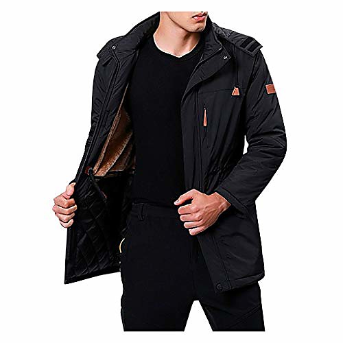 

men's hoodies jacket,winter casual plus size waterproof solid warm cotton-padded clothes coat outwear(black,xl)
