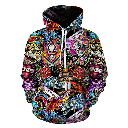 

men manga heros chaos 3d print pullover hoodie sweatshirt with front pocket
