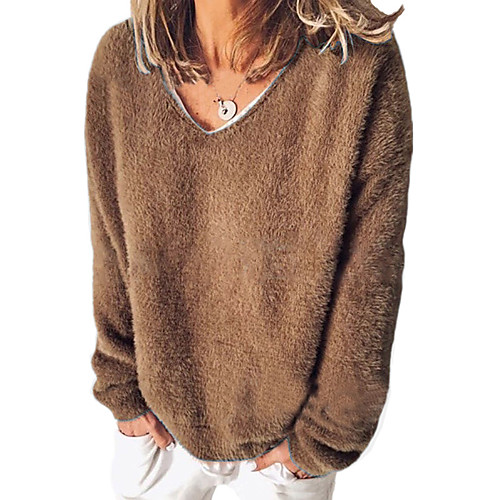 

Women's Pullover Sweatshirt Solid Color V Neck Daily Casual Hoodies Sweatshirts Loose Black Blue Wine