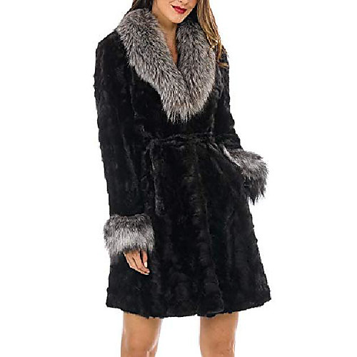 

sculptured fur coat - mink fur with silver fox fur collar - large