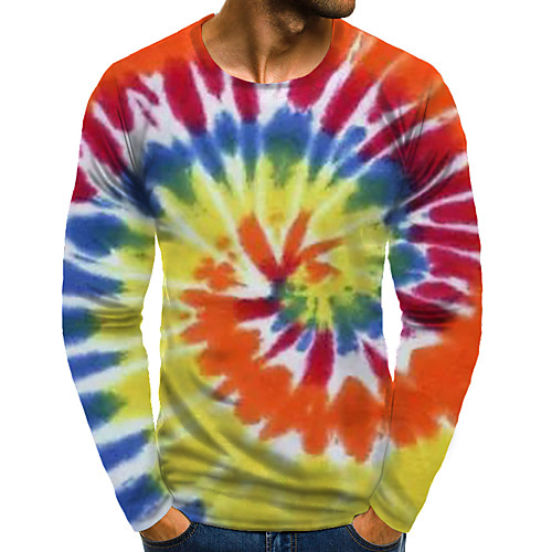 

Men's T shirt 3D Print Graphic 3D Plus Size Print Long Sleeve Daily Tops Yellow