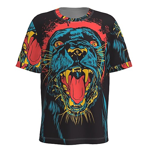 

Men's T shirt 3D Print Graphic 3D Animal Print Short Sleeve Daily Tops Rainbow