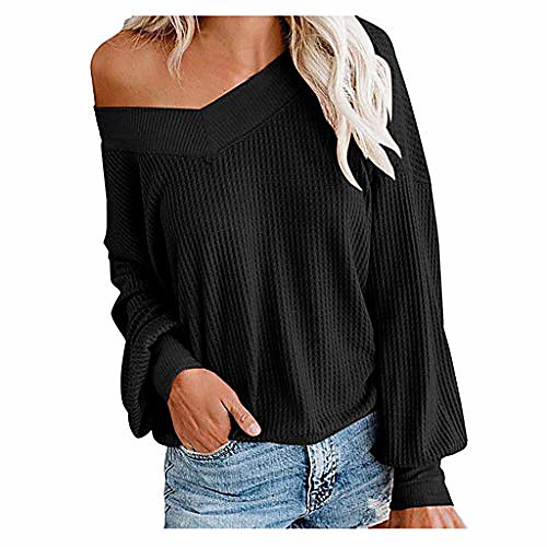 

off shoulder loose pullover sweaters for women black large