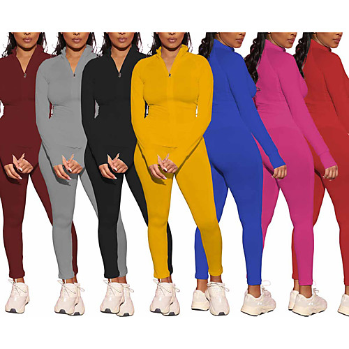 

Women's Tracksuit Yoga Suit Full Zip Thumbhole Leggings Track Jacket 4 Way Stretch Breathable Quick Dry Wine Black Blue Fitness Gym Workout Running Sports Activewear High Elasticity