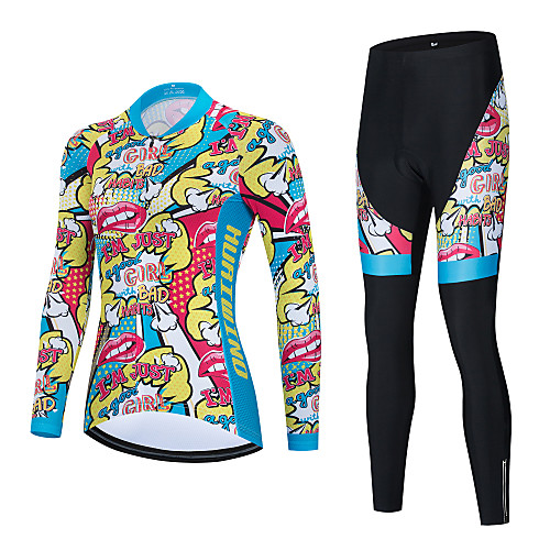 

21Grams Women's Long Sleeve Cycling Jersey with Bib Tights Cycling Jersey with Tights Winter Black Blue BlackWhite Bike Breathable Quick Dry Sports Graphic Mountain Bike MTB Road Bike Cycling