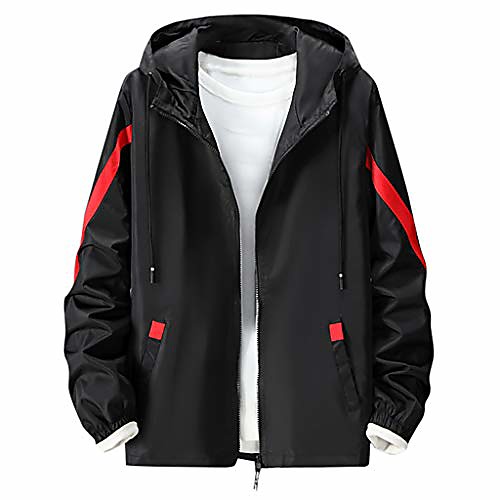 

mens autumn winter casual loose printing fashion hoodie sport lightweight jacket outwear coat black