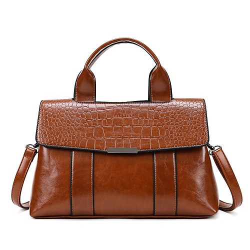 

Women's Bags PU Leather Top Handle Bag Zipper Outdoor Office & Career 2021 Handbags MessengerBag Black Red Brown
