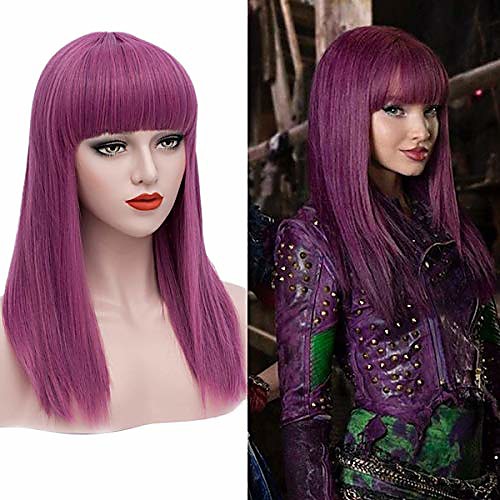 

long purple wigs for kids straight cosplay wig anime costume party wig s037