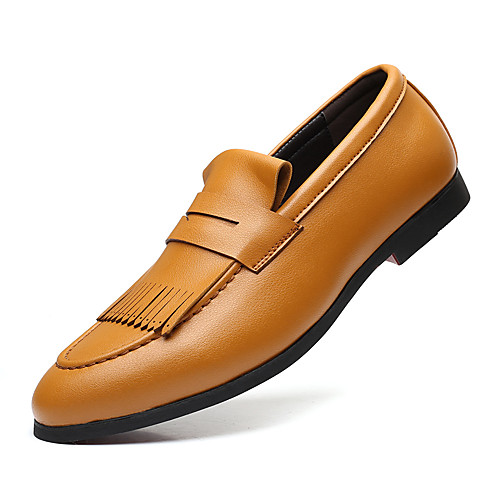 

Men's Loafers & Slip-Ons Casual Daily PU Wear Proof Wine Black Yellow Fall Spring