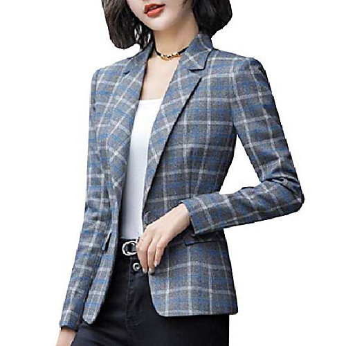 

women's wool and warm regular fit plaid chunky short blazer 1 2xl