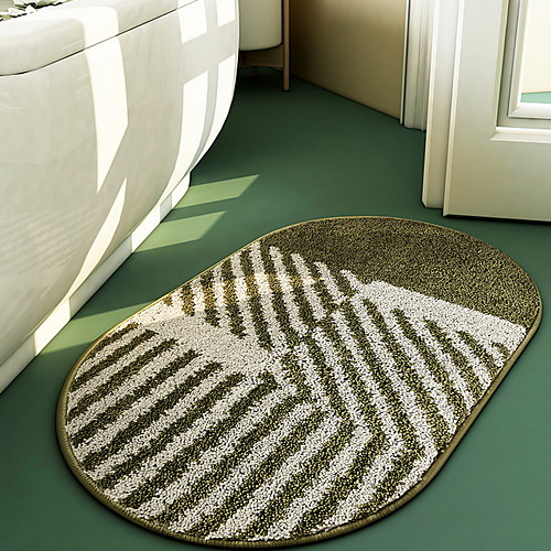 

Bathroom Absorbent Non-slip Mats, Home Entrance Mats, Green and Blue, Bedroom Door Home Oval Mats