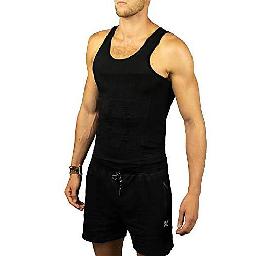 

men's shapewear slimming body shaper compression vest tank top for tummy control (black, xl)