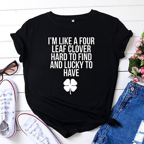

Women's T shirt Plants Graphic Text Print Round Neck Tops 100% Cotton Basic Basic Top White Black Yellow