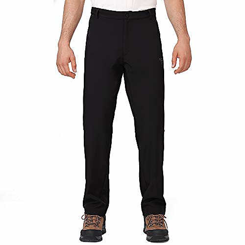 

men's fleece lined insulated pants snow waterproof hiking softshell pants for rain black small